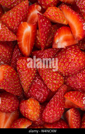 Cut strawberries close view Stock Photo