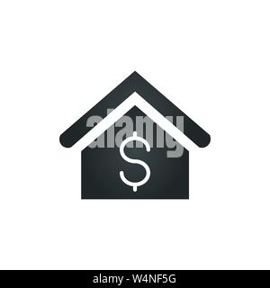 House with dollar sign icon. Real estate, property sell symbol, logo illustration. Vector Stock Vector