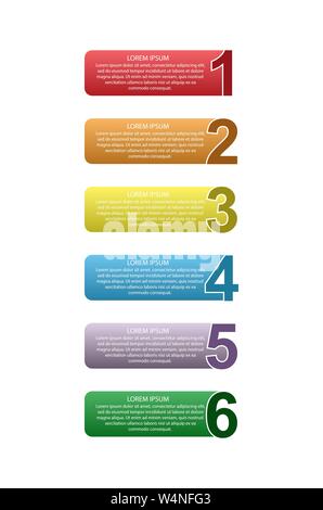 Numbered list with numbers and space for text. Infographics for visual design of business projects, strategies and planning Stock Vector