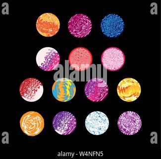 set of colored circles for design and decoration. The chaotic colored circles of colored lines. Stock Vector