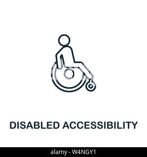 Disabled Accessibility outline icon. Thin style design from city elements icons collection. Pixel perfect symbol of disabled accessibility icon. Web Stock Vector