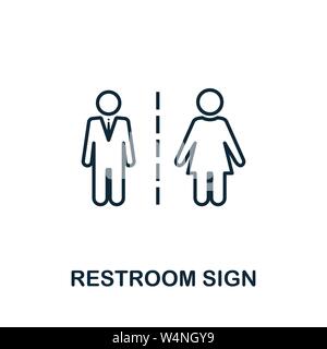 Restroom Sign outline icon. Thin style design from city elements icons collection. Pixel perfect symbol of restroom sign icon. Web design, apps Stock Vector