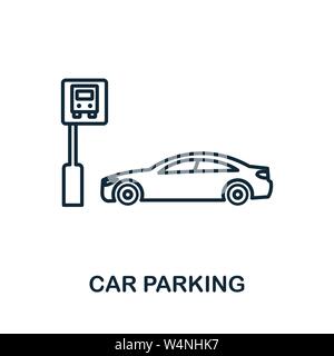 Car Parking outline icon. Thin style design from city elements icons collection. Pixel perfect symbol of car parking icon. Web design, apps, software Stock Vector