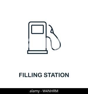 Filling Station outline icon. Thin style design from city elements icons collection. Pixel perfect symbol of filling station icon. Web design, apps Stock Vector