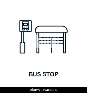 Bus Stop outline icon. Thin style design from city elements icons collection. Pixel perfect symbol of bus stop icon. Web design, apps, software, print Stock Vector