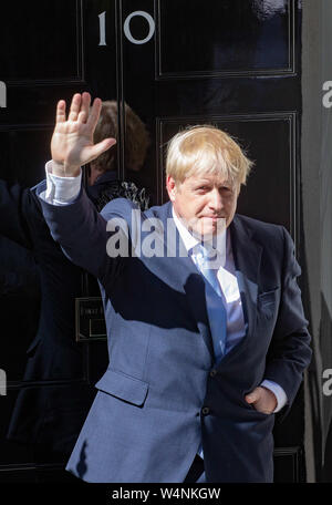 Downing Street, London, UK. 24th July, 2019. New Prime Minister, Boris Johnson, makes a speech at Downing Street after a visit to Buckingham Palace where he met The Queen who asked him to form a government. Credit: Tommy London/Alamy Live News Stock Photo