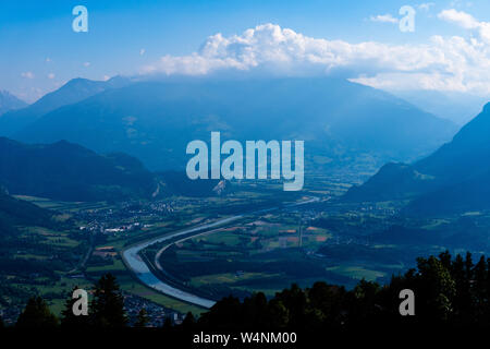 Panoramic view of the alps seen from Lichtenstein Stock Photo