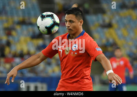 Rio de Janeiro, Brazil, June 24, 2019. Soccer Player Alexis Sanchez  of Chile, during the game Chile x Uruguay for the Copa America 2019 in the stadiu Stock Photo