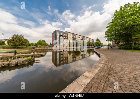 Wigan town centre and new fire station Stock Photo