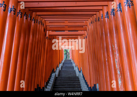 Torii gates at Hie Shrine in Chiyoda, Tokyo, Japan. Stock Photo