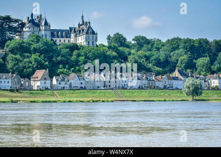 CHAUMONT CASTLE, FRANCE - JULY 07, 2017: Chaumont castle stands above the River Loire in a summer day at Chaumont castle, France on July 07, 2017 Stock Photo