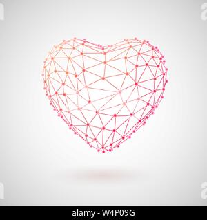 Concept of medical technology and healthcare. 3D polygonal heart. Stock Vector