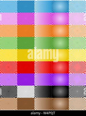 set collection colorful twisted swirl sunburst backgrounds vector Stock Vector