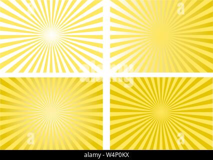 set yellow abstract retro sunburst backgrounds vector Stock Vector