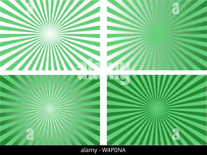 green abstract retro sunburst backgrounds vector Stock Vector