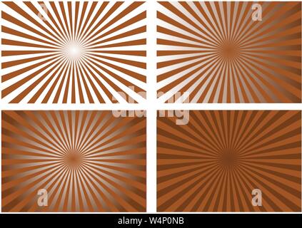 set brown abstract retro sunburst backgrounds vector Stock Vector