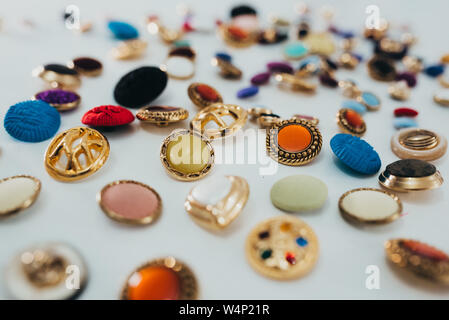 set of buttons of different colors and shapes Stock Photo