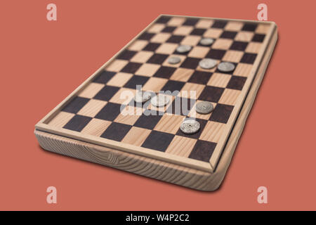 Reconstruction of ancient roman board game of Ludus latrunculorum, latrunculi, or latrones. Isolated Stock Photo