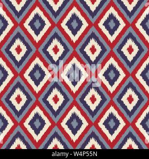Tribal Art Ikat Ogee seamless pattern in colors Stock Vector