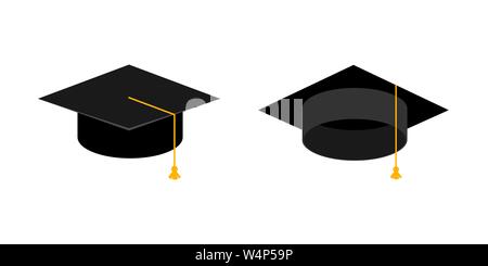 University graduation cap set. Academy hat. Education concept icon vector illustration Stock Vector
