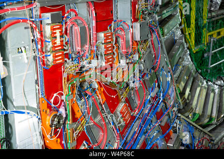 CERN, France - 25 June, 2019: A part of The Large Hadron Collider (LHC) is seen underground inthe French part of CERN. Stock Photo