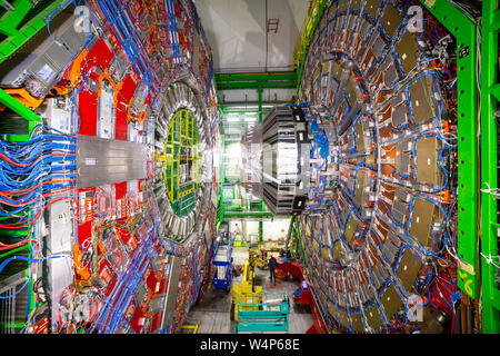 CERN, France - 25 June, 2019: A part of The Large Hadron Collider (LHC) is seen underground inthe French part of CERN. Stock Photo