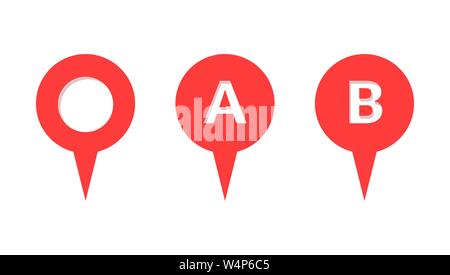 Pin map place location icon set. Navigation position pointer marker destination label element. Vector flat illustration Stock Vector