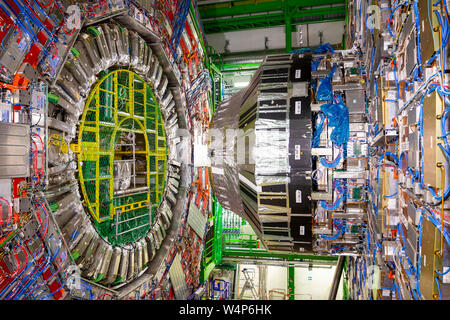 CERN, France - 25 June, 2019: A part of The Large Hadron Collider (LHC) is seen underground inthe French part of CERN. Stock Photo