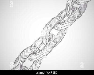 Blockchain technology and network connections: 3D digital chain. Stock Vector