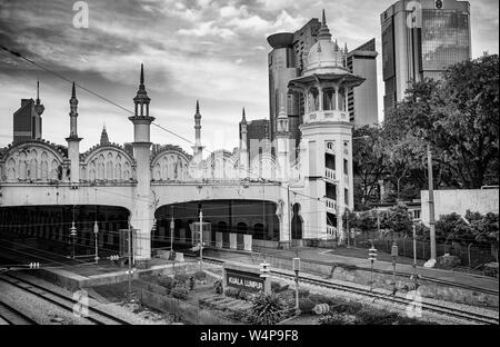 Kuala Lumpur, Malaysia. January 2019.  A view of the old colonial style  railway station building Stock Photo