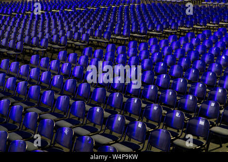 Chairs, rows of chairs, in a hall, empty, Stock Photo