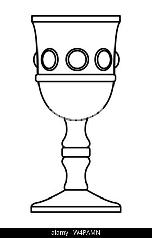 Luxury chalice with gems cartoon in black and white Stock Vector