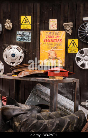 A cheeky garage gate sign. Stock Photo