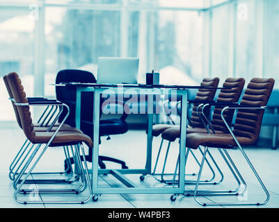 Desk Manager of the company before the working meeting.the photo has a empty space for your text Stock Photo