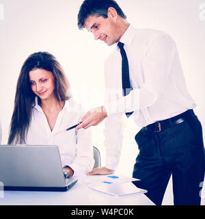 Group of business people working. Isolated Stock Photo