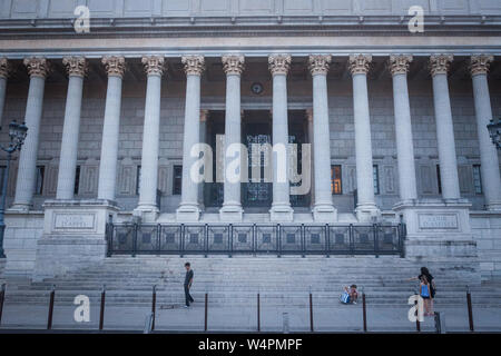 LYON, FRANCE - JULY 17, 2019: Lyon Tribunal Court, the Court of Appeal and the Criminal court, Cour d'assises and Court d'appel, at night with people Stock Photo