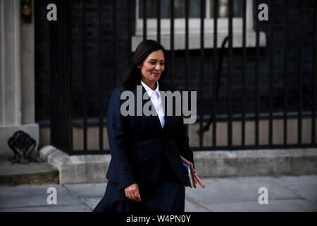 London, UK. 24th July, 2019. Britain's Newly-appointed Home Secretary Priti Patel arrives at 10 Downing Street, in London, Britain, on July 24, 2019. Britain's new Prime Minister Boris Johnson named the first of his new front bench ministers on Wednesday night. (Photo by Alberto Pezzali/Xinhua) Credit: Xinhua/Alamy Live News Stock Photo