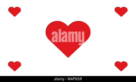 3D Red Heart Hearts Multiple Four Simple Love Vector Illustration Design Big Small Stock Photo