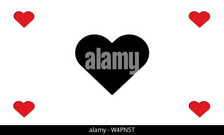 3D Red and Black Heart Hearts Multiple Four Simple Love Vector Illustration Design Big Small Stock Photo