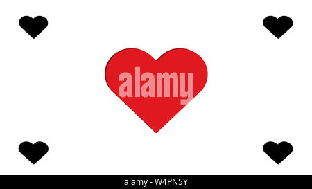 3D Black and Red Heart Hearts Multiple Four Simple Love Vector Illustration Design Big Small Stock Photo