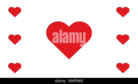 3D Red Heart Hearts Multiple Seven Simple Love Vector Illustration Design Big Small Stock Photo