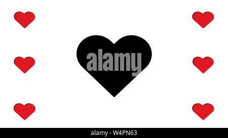 3D Red and Black Heart Hearts Multiple Seven Simple Love Vector Illustration Design Big Small Stock Photo