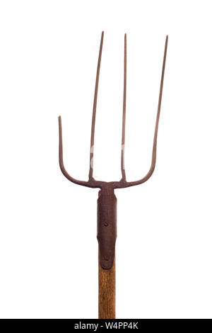 Broken pitchfork on white background Stock Photo
