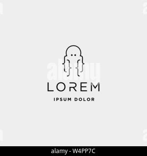 code octopus logo design ocean coding line Stock Vector