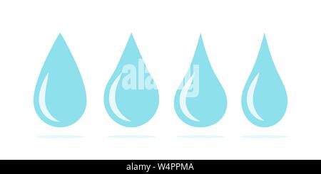 Blue water drops symbol set. Liquid drop icons Stock Vector