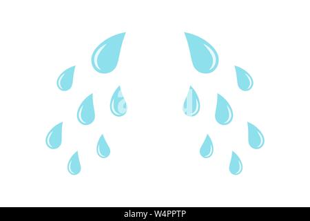 Cartoon cry tears. Droplets or teardrops icons Stock Vector