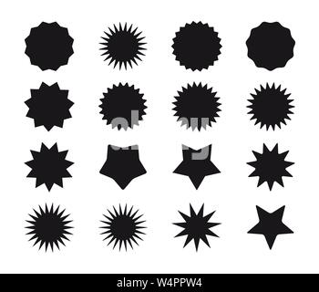 Set of black starburst badges. Blank offer sale tag, discount offer price sticker. Stock Vector