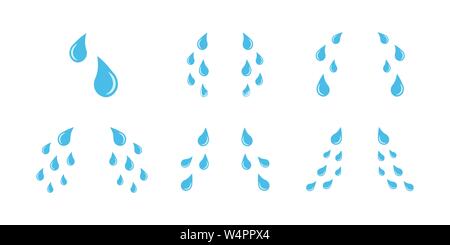 Cartoon cry tears icon set. Tear drops symbols Stock Vector