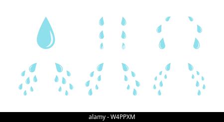 Cartoon cry tears. Droplets or teardrops symbols Stock Vector