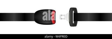 Realistic automobile open seat belt. Unlocked safety belt Stock Vector
